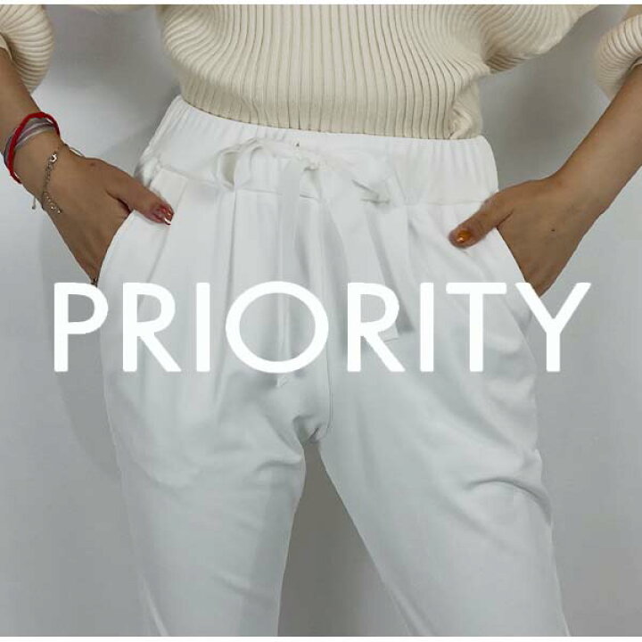 楽天市場】【PRIORITY】プライオリティ 裏起毛 リボンテーパードパンツ 