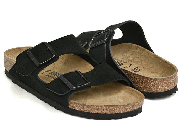 【9/11 23:59まで★楽天スーパーSALE】 BIRKENSTOCK ARIZONA 【ビルケンシュトック アリゾナ】 【サンダル ストラップ スライド ビルケン レギュラー ナロー 普通幅 細幅 スエードレザー スウェード ブラック 黒】 BLACK / SUEDE LEATHER