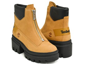 Timberland WOMEN'S EVERLEIGH FRONT-ZIP BOOT【ティンバーランド エヴァーリー フロント ジップ ブーツ】【エヴァリー 厚底 カジュアル シューズ ウィメンズ レディース 女性 婦人 ウィート ヌバック】WHEAT NUBUCK