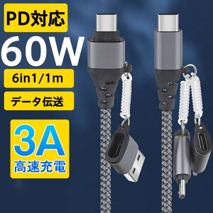 �y���[�J�[��]�������i�F2280�~��980�~�I�z Type-C USB 6in1 �P�[�u�� USB�P�[�u�� 60W 3A iPhone17 �}���`�P�[�u�� �f�[�^�`�� �����[�d Micro ���@�\
