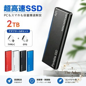 �|�[�^�u��SSD 2TB �O�t���X�g���[�W USB3.1�Ή� USB Type-C�EUSB-A�ڑ� ���^�A���~�����{�f�B �ϏՌ��d�l �Ǎ��ő�560MB/s�E�����ő�500MB/s �p�\�R���E�X�}�[�g�t�H���̎ʐ^�E����E���ޕۑ��ɑΉ� OT