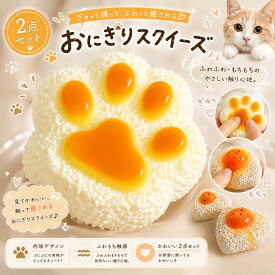 おにぎり 感触 プッシュ ふわふわおもちゃ 2点セット 猫 スクイーズ 低反発 ぷにぷに オシャレ減圧食品サンプル 猫肉球 肉球スクイーズ