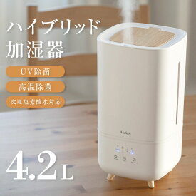 あす楽 ハイブリッド加湿器 大容量4L 加熱式 超音波式 UV除菌 次亜塩素酸水対応 上部給水 3段階加湿調節 タイマー機能 LEDタッチパネル 卓上加湿器 アロマ対応 静音 省エネ 空焚き防止 gg xr-k320