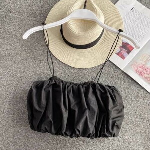 黒 ブラック カラバリあり ハリ感 肌みせ 肩だし 袖なし 短丈トップス ショート丈 夏 キャミソール チューブトップ レディース