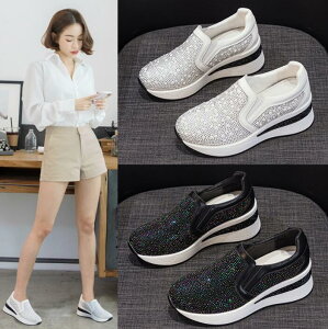 ホワイ ブラック 靴 女の子 スリッポン 厚底靴 ハイカット シューズ ウォーキング インヒール レディース キラキラ スニーカー