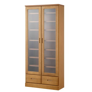 【MERCI】天然木を使用した本棚 メルシー 幅59.5 幅80 奥行31.5 高さ177.5 ライトブラウン ガラスキャビネット 日本製 完成品 天然木 桐 桐材 リビングボード ガラス扉 引出し 収納棚 省スペース