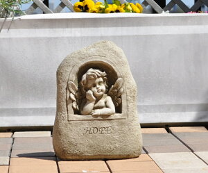 英国製 【 HOPE:希望】エンジェル ストーン 置物【送料無料】 ガーデニング雑貨 ヨーロッパ 庭 UK 玄関 イングリッシュ 英国雑貨  アンティーク石像