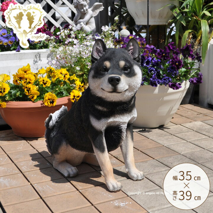楽天市場】【送料無料】犬置物【ガーデニング雑貨】クロ柴犬 庭 玄関 