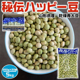 秘伝　ハッピー豆　5kg 250g×20袋入り　箱買い　A等級　山形県産　乾燥青大豆　箱売り　さがえ西村山【出荷日お任せ・指定日不可】青豆 青大豆 大豆　国産 まめ　お料理用　ご家庭用　業務用 11610748-1 送料無料