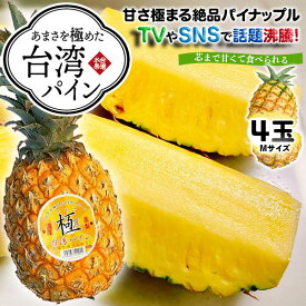 台湾応援台湾パイン　極み　4玉セット Mサイズ（8size）TVやSNSで話題・台湾産パイナップル(プレミアム)糖度約18度・完熟　品種：台農17号　家庭用　高糖度 送料無料 00034K