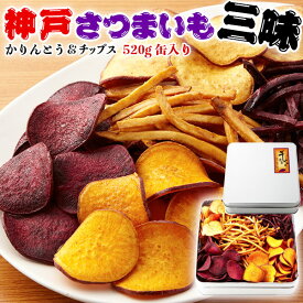 芋かりんとう＆さつまいもチップス【神戸さつまいも三昧】国産・合計520g（缶入り）化粧箱入り・贈答用ギフト 敬老の日 神戸 ヨコノ食品　送料無料