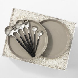 【最大1000円OFFクーポン】限定ギフトボックス クチポール×モヘイム×HYACCA プレート 皿 6本 6点 カトラリー フォーク スプーン TABLE WARE BOX / MATTE / グレー&ブラックシルバー 結婚祝い 新築祝い 新居祝い ペア 食器 セット プレゼント ハイセンス お祝い