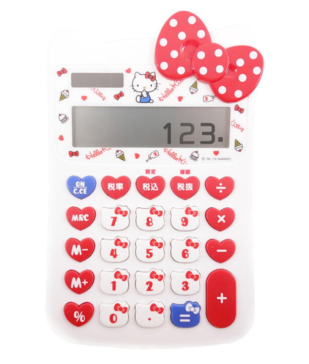 楽天市場 キティ電卓 キティ太陽電池電卓 キティ押しやすいボタン電卓 キティ税計算機能付き電卓 キーボードボタン電卓 かわいい電卓 キャラクター電卓 12桁 ギフト プレゼント
