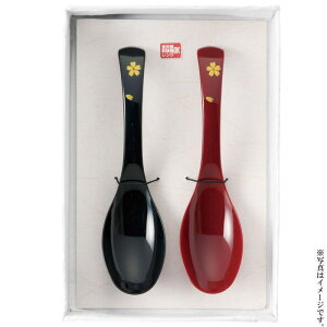 【紀州漆器】食べやすい スプーン さくら(大・ストッパー付)2本入アクリル(27-35-9)【送料込み価格】