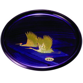 【選べる枚数（1～10枚）】10.0丸盆（径30cm)紫雲杢　雅鶴　（金蒔絵・盛絵）ユリア樹脂（27-7-1A）【送料込み価格】