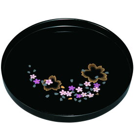 【紀州漆器】丸盆　8.0黒　桜浪漫ABS樹脂（26-13-2）【送料込み価格】