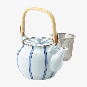 【選べる個数(1〜10個)】一珍呉須十草 MS6号土瓶(950ml)カップ網茶こし(37654)【送料込み価格】