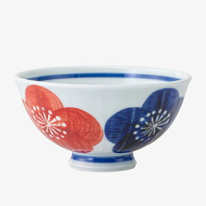 【選べる個数(1〜10個)】二色梅 軽々面取飯碗(中・赤)(250ml)(74235)クラシノウツワ【送料込み価格】