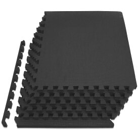 ProsourceFit Extra Thick Puzzle Exercise Mat, EVA Foam Interlocking Tiles for Protective, Cushioned Workout Flooring for Home and Gym Equipment, Black - 3/4 inch - 24 Sq Ft - 6 Tiles