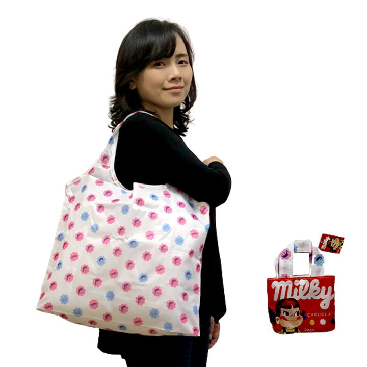 楽天市場】不二家のペコちゃん エコバッグ 赤 底にマチ付 赤い収納袋 