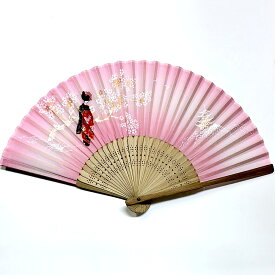 開運扇子 桜 舞妓 ピンク（プラケース付き）和風扇子 日本のお土産 ホームステイのおみやげ 縁起物 和柄 和風 メール便 送料無料