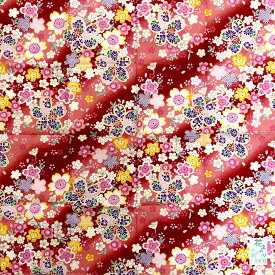 大判 ハンカチ 花あかり 夢色百景 赤 綿 100％ 53cm x 53cm 日本製日本の花 桜 梅 菊 和風 和柄 日本 吉祥模様 縁起物 厚手 コットンハンカチ お洒落 着物 浴衣 和装 バンダナ ミニ風呂敷 スカーフ お弁当包み ランチョンマット 手芸用布 母の日 プレゼント 送料無料