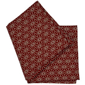 大判 ハンカチ 麻の葉模様 エンジ色 綿 100％ 53cm x 53cm 日本製風呂敷 和風 和柄 日本 吉祥模様 縁起物 メンズ 厚手 コットンハンカチ レトロ お洒落 大正ロマン 男女兼用 着物 浴衣 和装 バンダナ ミニ風呂敷 スカーフ お弁当包み ランチョンマット 麻の葉 送料無料