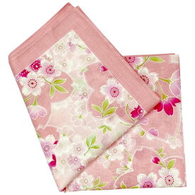 大判 ハンカチ 満開桜 ピンク 綿100％ 53cm x 53cm 日本製風呂敷 和風 和柄 日本 縁起物 日本の花 レディース コットンハンカチ お洒落 さくら 着物 浴衣 和装 バンダナ ミニ風呂敷 スカーフ お弁当包み ランチョンマット 女性用 桜 お花見 ハンカチーフ 送料無料