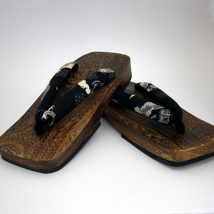 メンズ桐下駄（男性用）焼き桐 低く ドラゴン（竜）柄 LLサイズ28cm 