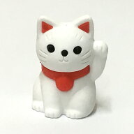 招き猫 白 ミニサイズ 3.2cm おもしろ 消しゴム縁起物 開運招福 開店祝い 幸運のお守り 日本のおみやげ …