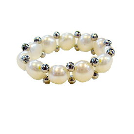 淡水パールリング（ゴム式フリーサイズ）ホワイトギフト クリスマスギフト【真珠】【指輪】【カジュアル】【アクセサリー】【日本のお土産】【外国へのお土産】【ホームステイのおみやげ】メール便送料無料