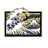 ピンバッジ 浮世絵 版画 波裏 和柄 ピンバッチ ピンズ 3cm x 2.3cm安全留め具付き 葛飾北斎 ジャパン 縁…