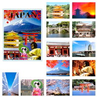 絵葉書 日本 JAPAN はがき 12枚セット絵ハガキ ポストカード 金閣寺 五重塔 二重橋 日光東照宮 雷門 スカ…