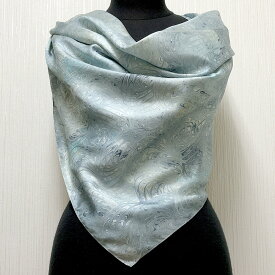 大判シルクスカーフ　マドレー染め　シルバーグレーマーブル柄 墨流し柄 マドレー柄日本のおみやげ ホームステイのお土産 日本土産 絹100％スカーフ