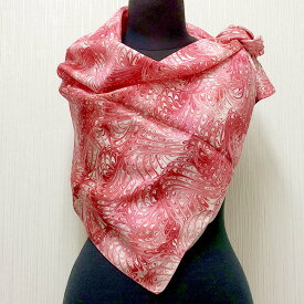 大判シルクスカーフ　マドレー染め レッドマーブル柄 墨流し柄 マドレー柄 絹100％スカーフ日本のおみやげ ホームステイのお土産 日本土産