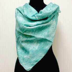大判シルクスカーフ　マドレー染め ターコイスグリーンマーブル柄 墨流し柄 マドレー柄 絹100％スカーフ日本のおみやげ ホームステイのお土産 日本土産