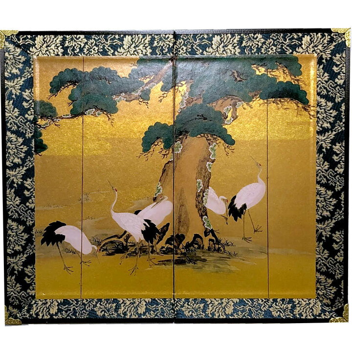 楽天市場】ミニ屏風 松に鶴 日本の名画屏風中 二曲一双屏風 和風 
