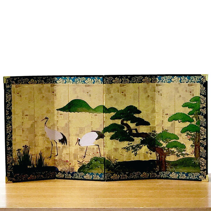 楽天市場】名画屏風 松鶴図 ミニ屏風四曲一双屏風 和風インテリア屏風 