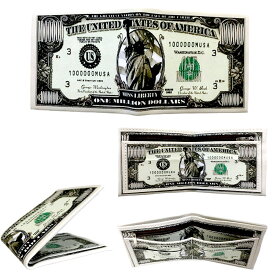 100万ドル 2つ折り財布 縁起物 財布 USドル 100万＄おもしろ ジョーク アメリカ 折り畳み式 ウォレット 札入れ ユニーク アイデアグッズ ＄1000000 金運アップ 金運向上 金運 仕事運 カード入れ 開運招福 お洒落 自由の女神 二つ折り財布 USA お金持ち 送料無料