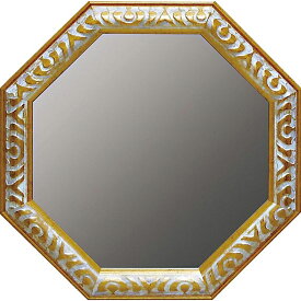 鏡 ミラー　壁掛け アンティーク 八角ミラー Lサイズ（ゴールド/アンティークホワイト） 壁掛用 AM-05025お祝い プレゼント 記念品 粗品