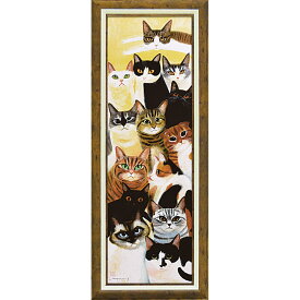 絵画額 糸井忠晴 アートフレーム 「ねこ集会（Lサイズ）」 壁掛用 IT-10101周年記念品 プレゼント 退職記念 卒業記念 名入れ相談