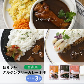 【送料無料】ゆるっと グルテンフリー レトルト カレー 3食セット自家用 レターパック 健康志向 ダイエット 小麦粉不使用 米粉のカレー 腸活 グルテンフリー レトルト 200g