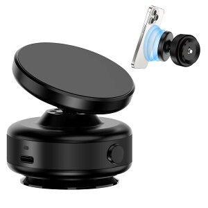SEARISE 車載スマホホルダー 真空吸着スマホホルダー 角度任意回転式 磁気式車用吸盤ホルダー スマホスタンド マグネット 電動真空吸着式 車用スマホホルダー吸盤 取り付け簡単 全機種対応