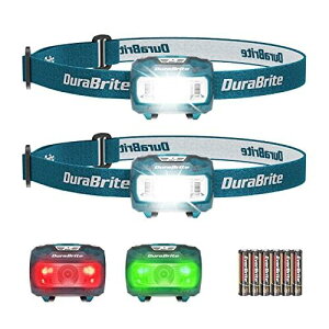 DuraBrite �w�b�h���C�g �d�r�� LED�w�b�h�����v 2�Z�b�g �����ԁ��΃��C�g 5�_�����[�h 65°�p�x�����\ ���y�� ���P�x �P4�`�d�r6�{�t�� �h�� �A�E�g�h�A�p ��ނ� �o�R �L�����v �U�� ���