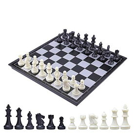 [マラソン期間中ポイント5倍]Kosun チェスセット 国際チェス マグネット式 折りたたみチェスボード 黒と白の駒 収納便利 (L)