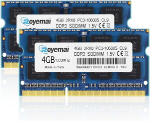 PC3-10600 DDR3 1333 8GBLbg (2x4GB) RAM PC3 10600S 1,333MHz 2Rx8 204s 1.5V 4GB AbvO[h m[gp\Rp