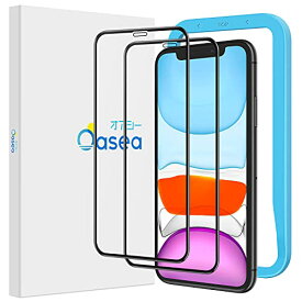 [マラソン期間中ポイント5倍]iPhone 11 / iPhone XR 用 ガラスフィルム 全面 保護 フィルム フルカバー ガイド枠付き 2枚セット Oasea (アイフォン11 / アイホンxr 用) OSP21H294