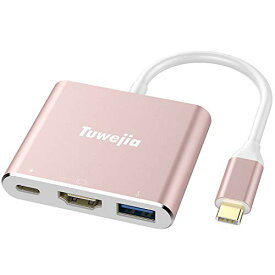 USB Type c HDMI アダプタ Tuwejia usb タイプc 4K 解像度 hdmiポート+USB 3.0ポート+USBタイプC急速PD充電ポート 3-in-1 変換 アダプタ UHDコンバータ MacBook Pro/MacBook Air 2020/2019 iPad Pro 2020/2019,Samsung Galaxy S20/S10 Note 20/Surface Go/ USB C デバイス対