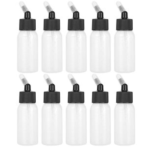 エアブラシペイントボトル 塗装用ボトル ジャーリッドアダプター デュアルアクションサイフォンスプレー 10個 30ml ドロッパーボトル エアブラシペイントボトル 塗装用ボトル ジャーリッド