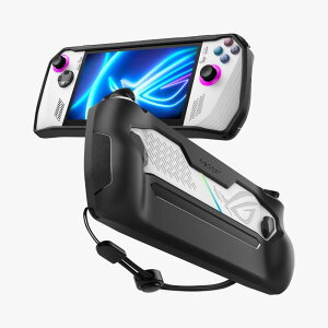 Spigen ASUS ROG Ally ケース (2023) ストラップ付き カバー TPU キズ防止 画面保護 耐衝撃 衝撃吸収 ラギッド・アーマー ACS06921 (ブラック)